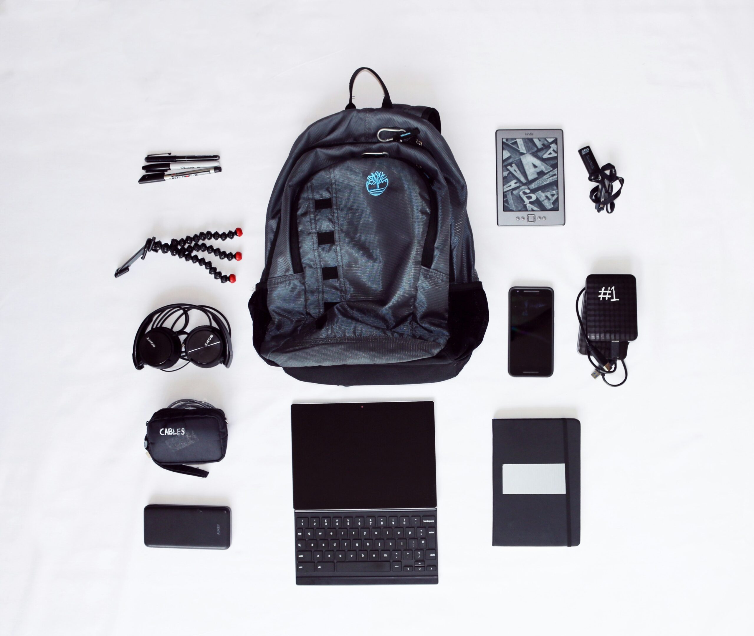 a backpack and its contents